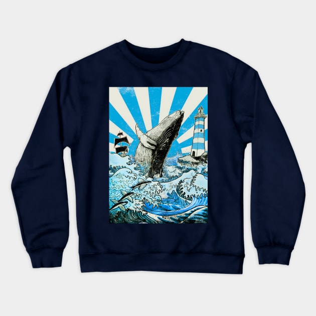 BLUE WHALE Crewneck Sweatshirt by miskel